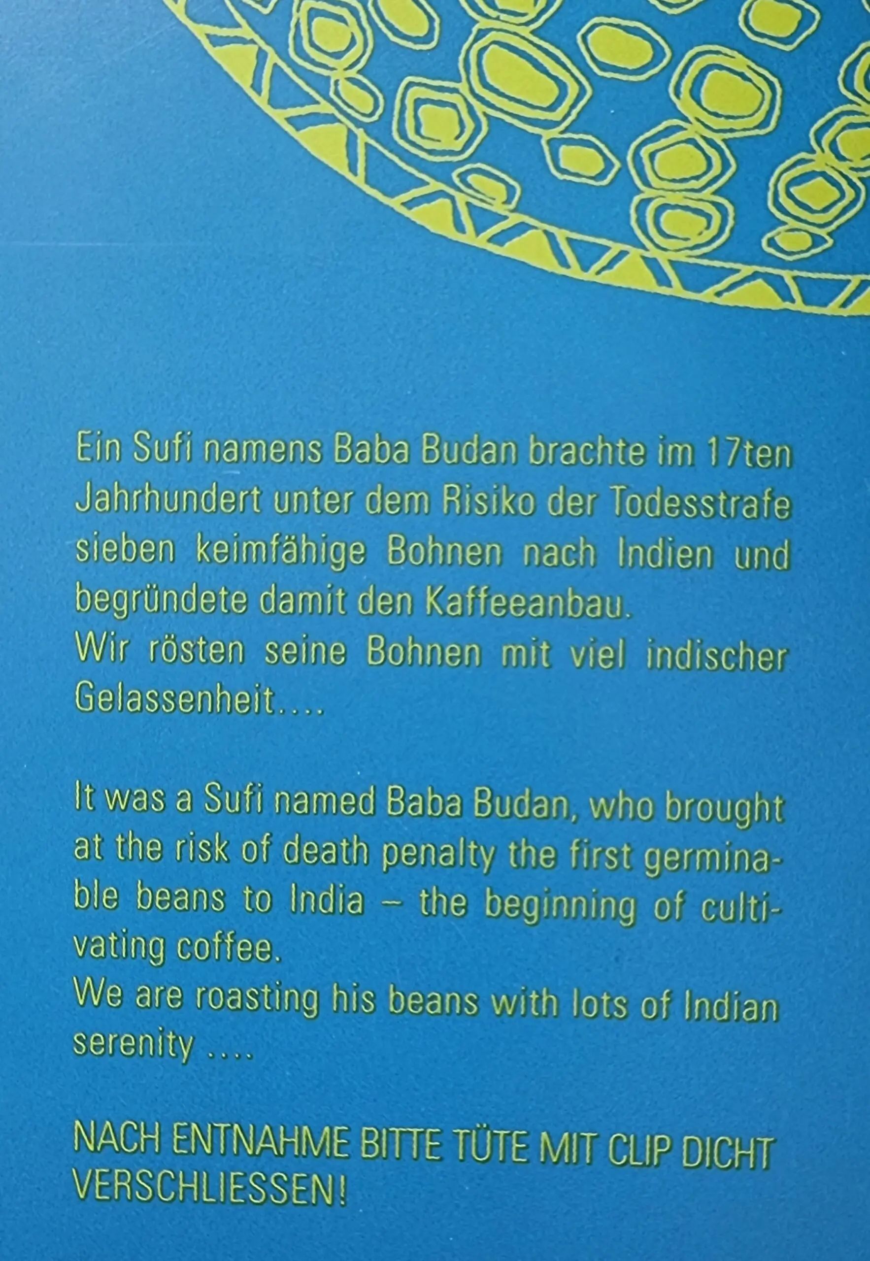 Baba Budan Indian Espresso, ganze Bohnen, 500g – Bild 3